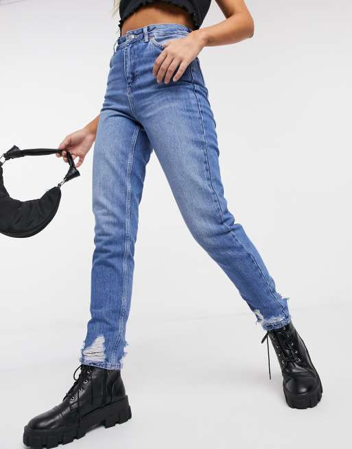 Topshop Original high rise Mom jeans in blue mid wash, 4 of 4
