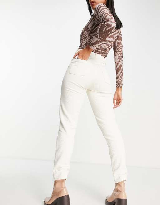 Topshop Original high rise Mom jeans in ecru cord ASOS