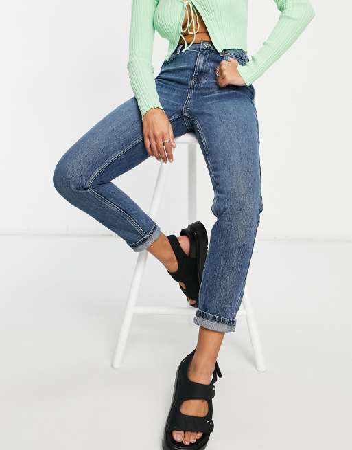 Topshop Original high rise Mom jeans in mid blue 