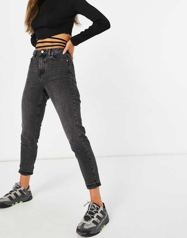 Topshop - original high rise mom jeans in washed black