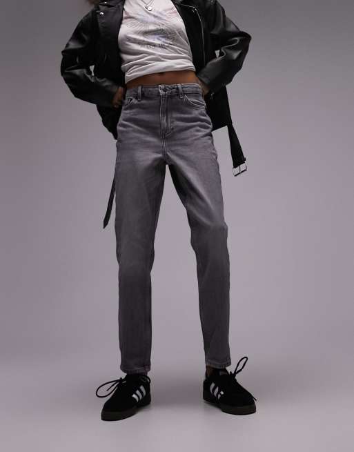 Topshop Original high waisted Mom jeans in gray 