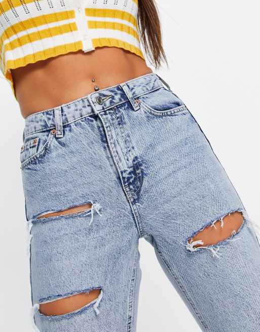 Jean Noir Femme Topshop Jamie Avec Déchirures - Taille W25 L32 - Neuf Sans étiquettes