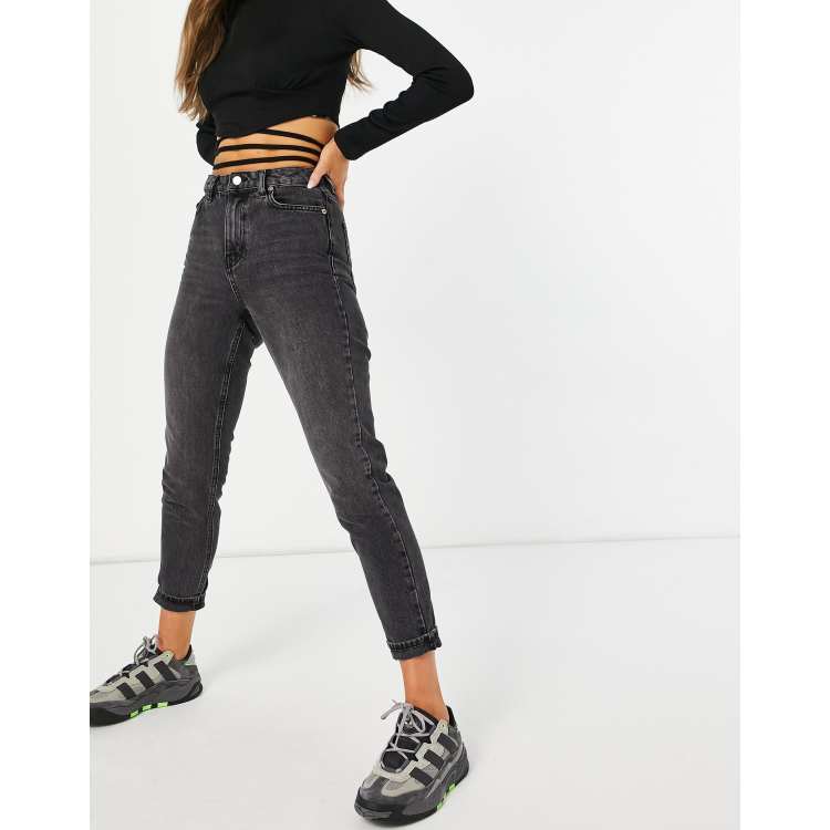 Jean mom noir taille haute clearance