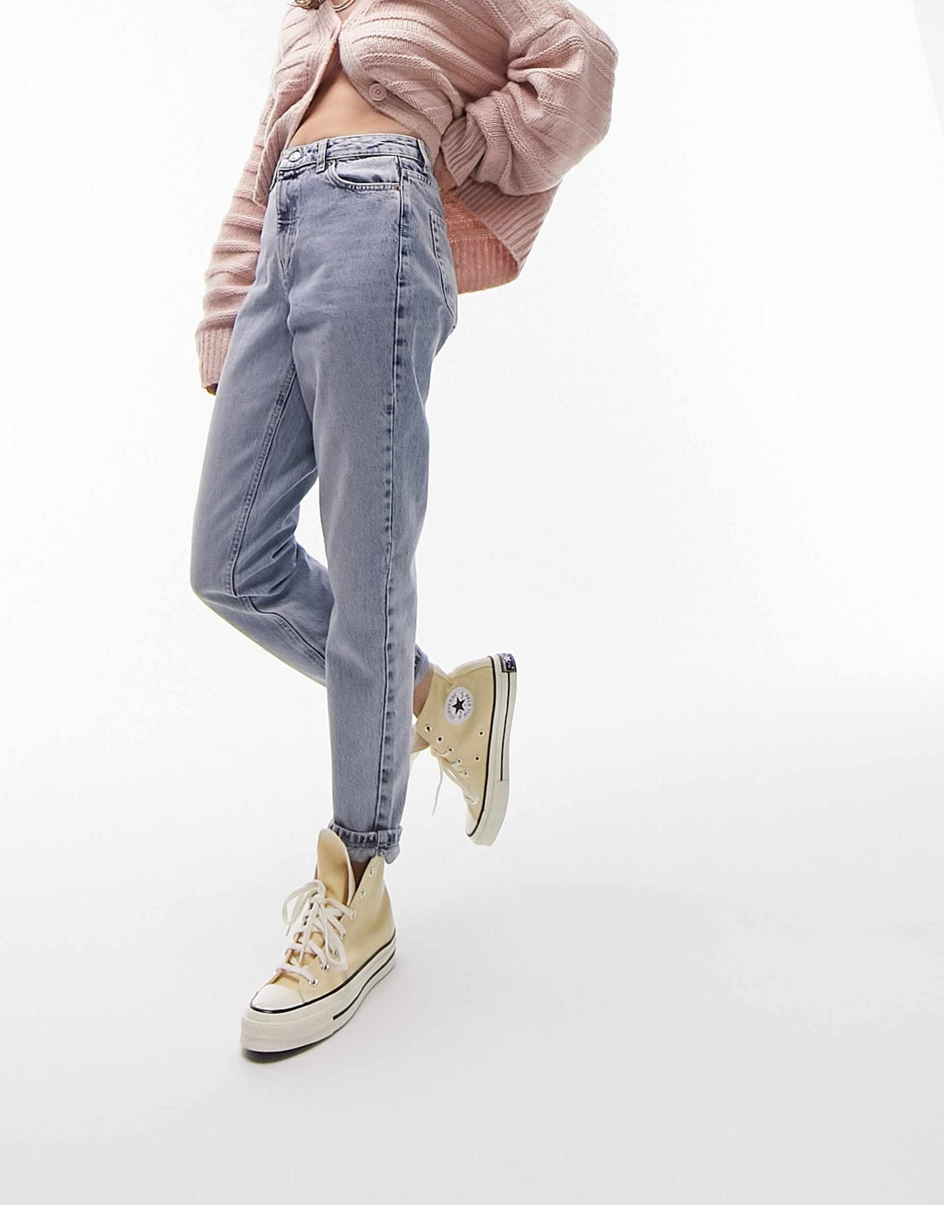 topshop original mom high rise jean in bleach