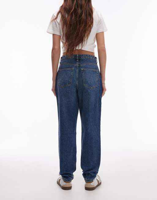 Topshop Original Mom high rise jean in mid blue, 3 of 5