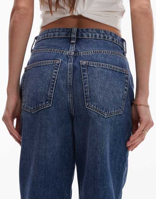 Topshop Original Mom high rise jean in mid blue, 4 of 5
