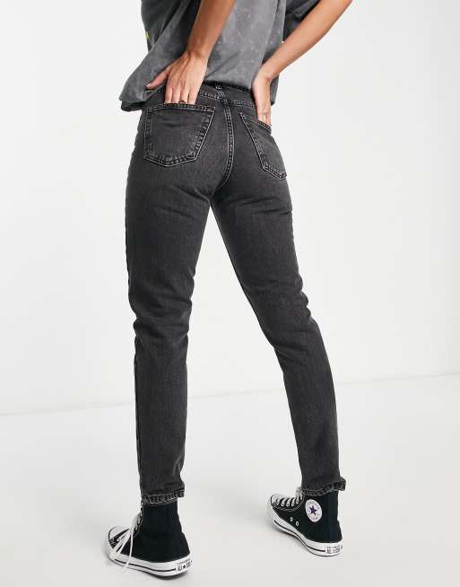 Topshop - Original - Mom jeans a vita alta nero slavato , 4 di 4