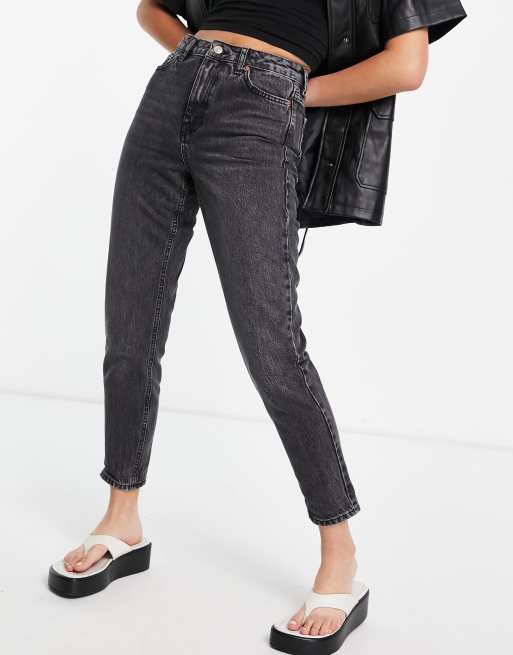 Topshop - Original Mom-jeans i forvasket sort