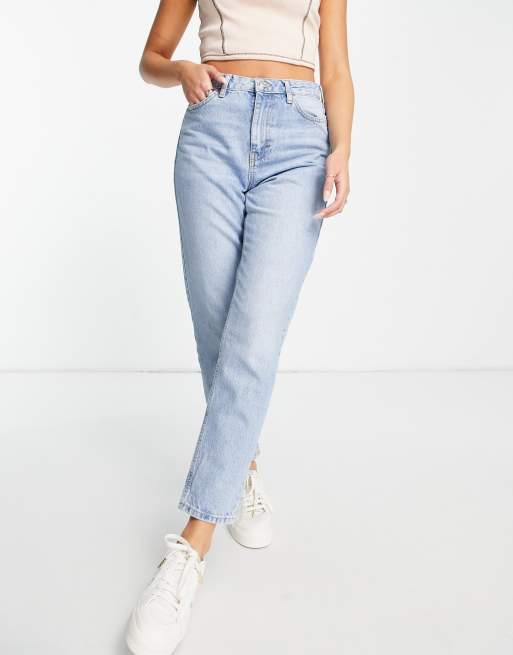 Topshop – Original – Mom-Jeans in Bleichwaschung