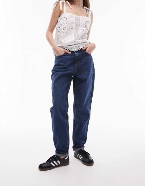 Topshop Original – Mom-Jeans in kräftigem Blau mit hohem Bund - view 1