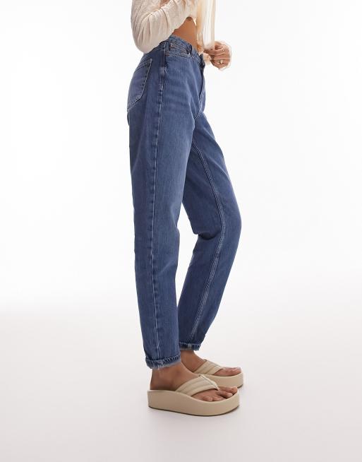 Topshop Original Mom jeans in Mid Blue - MBLUE