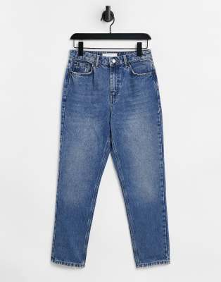 Topshop - Original - Mom-Jeans in mittelblauer Waschung