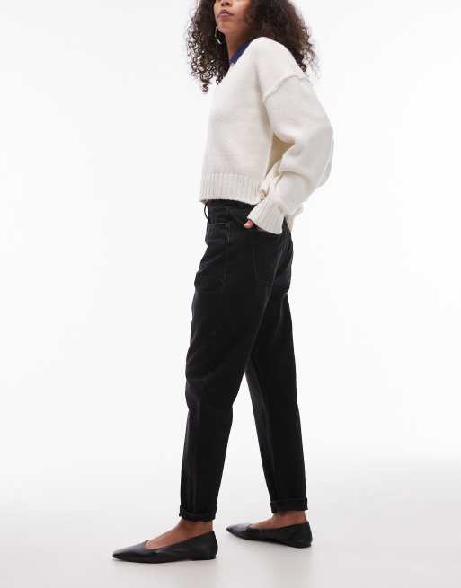 Topshop - Original - Mom jeans met hoge taille in zwarte wassing, 3 van 5
