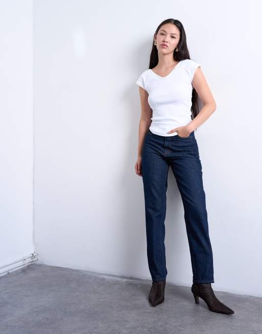 Topshop – Original Mom – Jeansy z wysokim stanem, w kolorze indygo