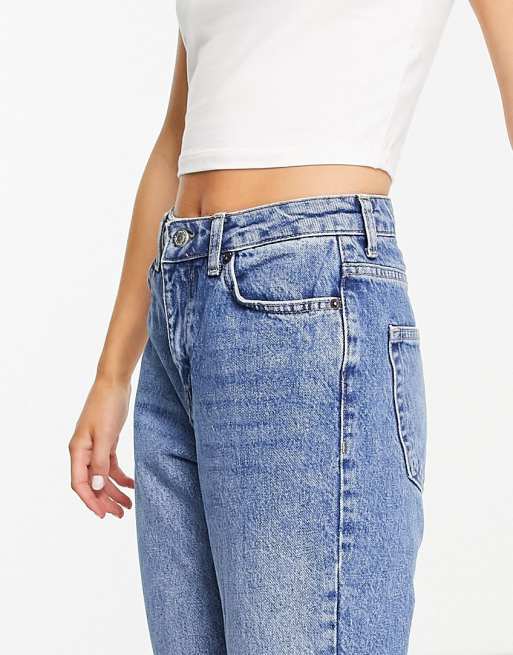 Topshop Original Petite Mom jeans in mid blue