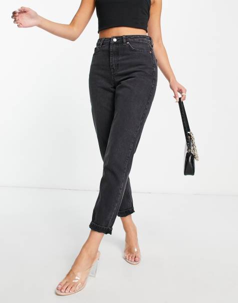 Topshop – Original – Svarta tvättade mom jeans - view 1