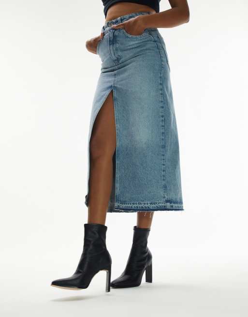 Topshop - Orla - Enkellaarzen met hoge hak in zwart 