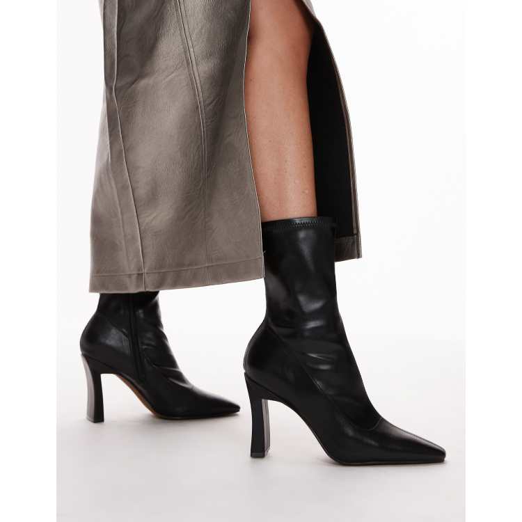 Topshop Orry high heeled boots with pointed toe in black