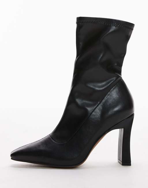 Topshop - Orry - Stivali a punta con tacco alto neri a pianta larga, 4 di 4
