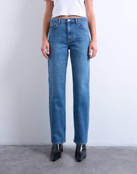 Topshop – Orson – Comfort Straight Jeans in Vintage-Blau mit mittelhohem Bund - view 1