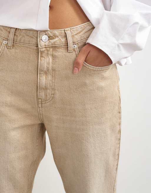 Topshop Orson comfort stretch raka jeans med ankellång benlängd i winter oat, 3 av 5