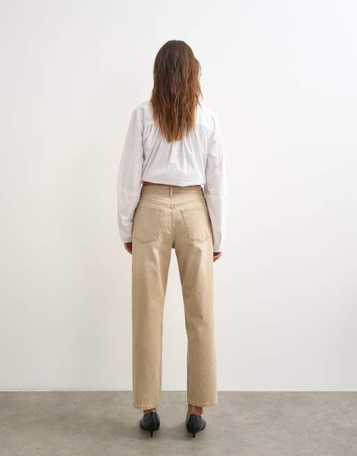 Topshop Orson comfort stretch raka jeans med ankellång benlängd i winter oat, 5 av 5