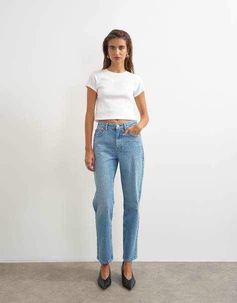 Topshop Orson Comfort-Stretch Straight-Leg-Ankle-Grazer-Jeans in Bleach - view 1