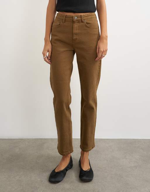 Topshop Orson Comfort-Stretch Straight-Leg-Ankle-Grazer-Jeans in Cumin, 2 von 5