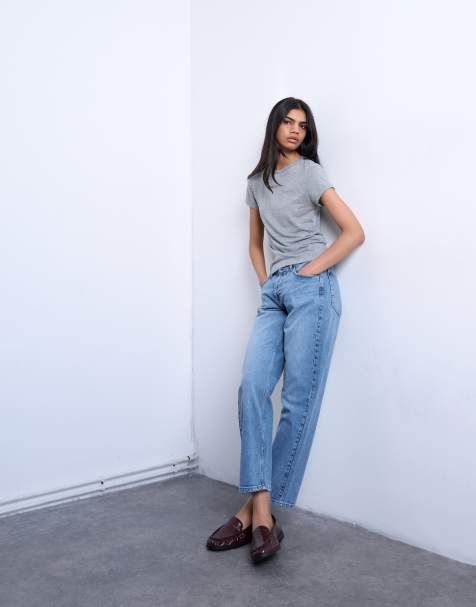 Topshop - Orson - Comfortabele rechte jeans met halfhoge taille in gebleekte wassing - view 1