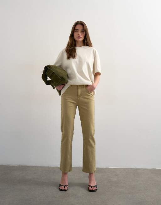 Topshop - Orson - Jean droit confortable à taille mi-haute - Beige foncé, 1 de 7