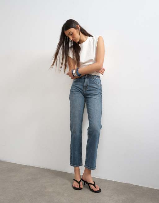 Topshop - Orson - Jean droit confortable à taille mi-haute - Bleu profond