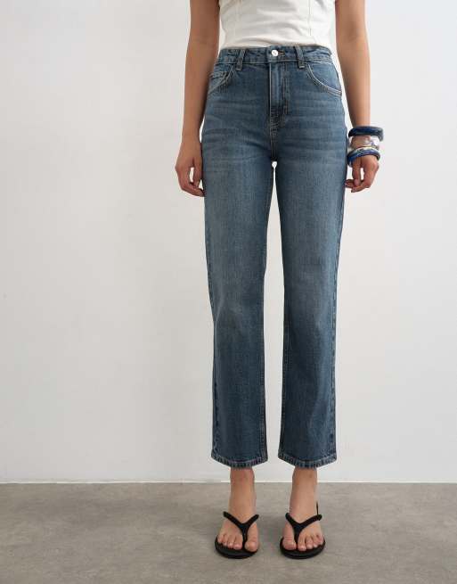 Topshop - Orson - Jean droit confortable à taille mi-haute - Bleu profond, 2 de 8