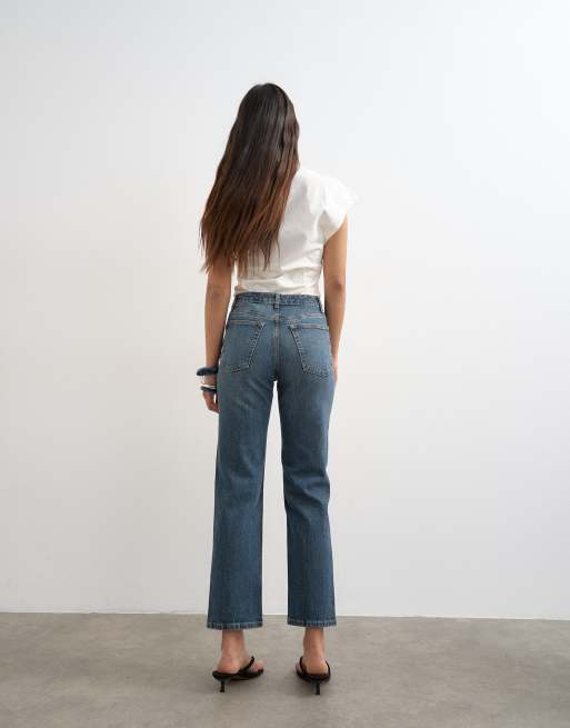 Topshop - Orson - Jean droit confortable à taille mi-haute - Bleu profond, 3 de 8