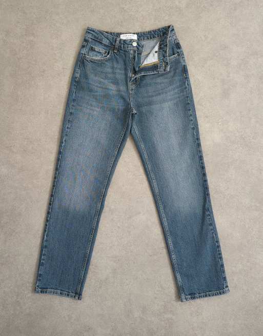 Topshop - Orson - Jean droit confortable à taille mi-haute - Bleu profond, 7 de 8