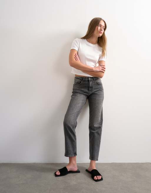 Topshop Orson jean droit taille mi-haute confort délavé gris, 1 de 7
