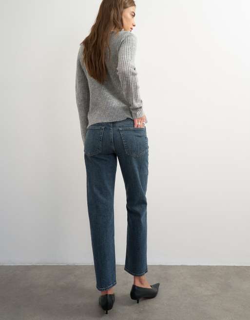 Topshop Orson jeans dritti alla caviglia comfort stretch blu nero, 5 di 5