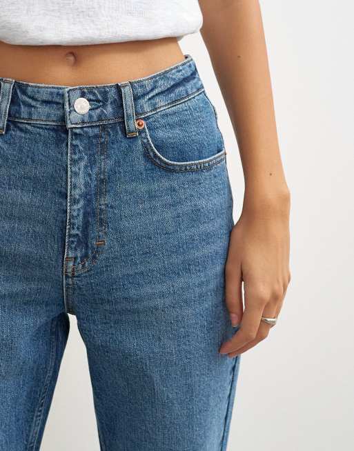 Topshop Orson jeans dritti alla caviglia comfort stretch in blu medio, 3 di 5