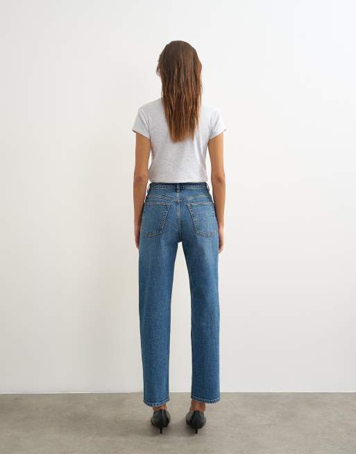 Topshop Orson jeans dritti alla caviglia comfort stretch in blu medio, 5 di 5