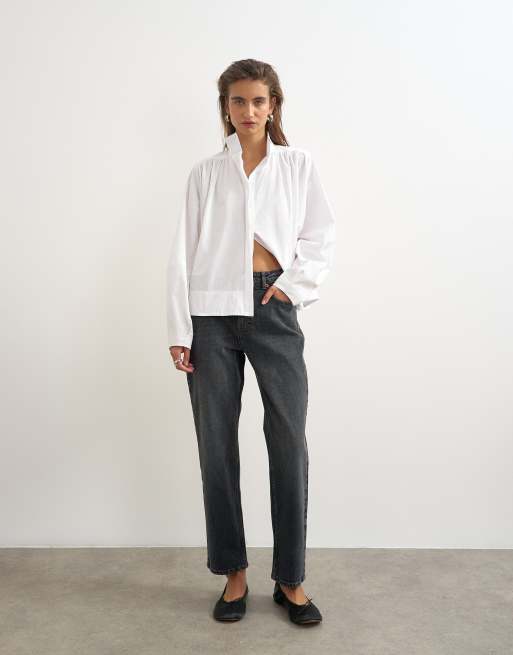 Topshop Orson komfort stretch jeans med lige ben og ankellængde i vasket sort, 1 af 5