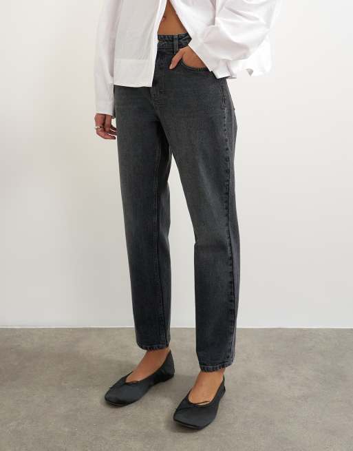 Topshop Orson komfort stretch jeans med lige ben og ankellængde i vasket sort, 4 af 5