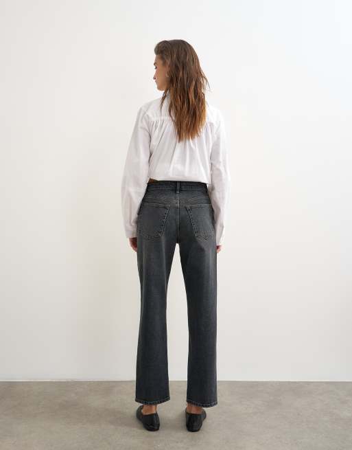 Topshop Orson komfort stretch jeans med lige ben og ankellængde i vasket sort, 5 af 5