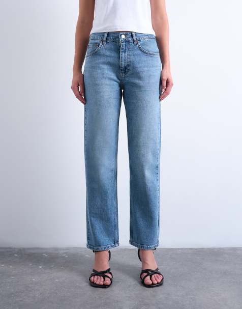 Topshop Orson mid rise comfort straight jean in bleach - view 1