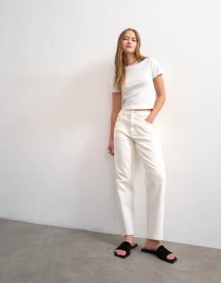 Topshop Orson Mid Rise Comfort Straight Jean In White