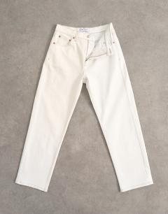 Model wearing Orson mid rise comfort straight jean in bone