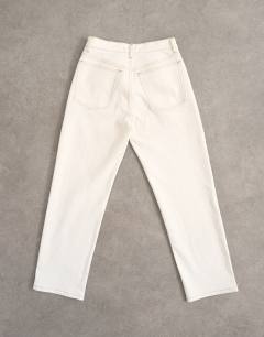 Model wearing Orson mid rise comfort straight jean in bone