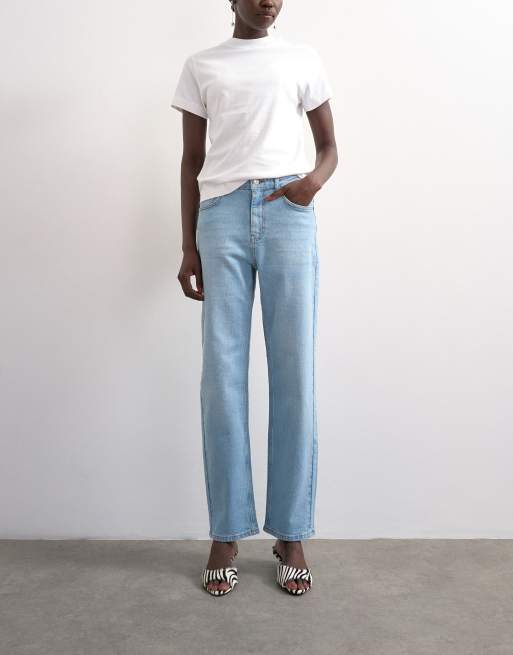 Topshop Orson mid rise comfort straight jean in light bleach, 2 of 7