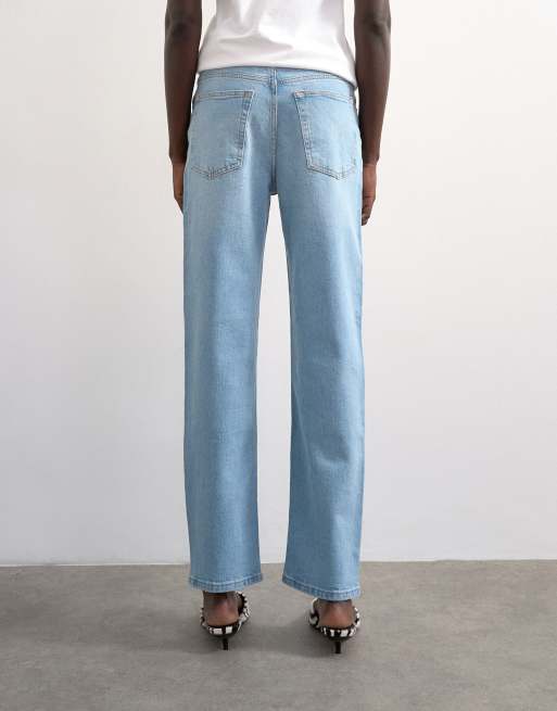 Topshop Orson mid rise comfort straight jean in light bleach, 3 of 7