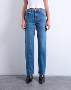 Orson mid rise comfort straight jean in mid blue
