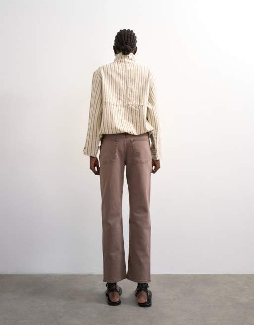 Topshop Orson mid rise comfort straight jean in otter, 3 of 7