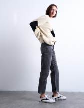 Topshop Orson mid rise comfort straight jean in washed black